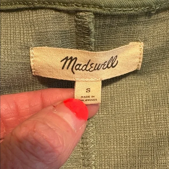 Madewell Cross-Front Flutter-Sleeve Mini Dress: color Dried Aloe size: small. - Picture 5 of 6